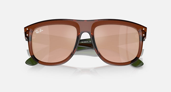 Ray-Ban BOYFRIEND REVERSE Transparent Light Brown; Transparent Green with Light Gold Solid Color - Mirror lenses - Closed Front