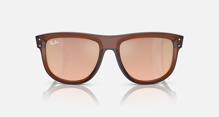 Ray-Ban BOYFRIEND REVERSE Transparent Light Brown; Transparent Green with Light Gold Solid Color - Mirror lenses - Front