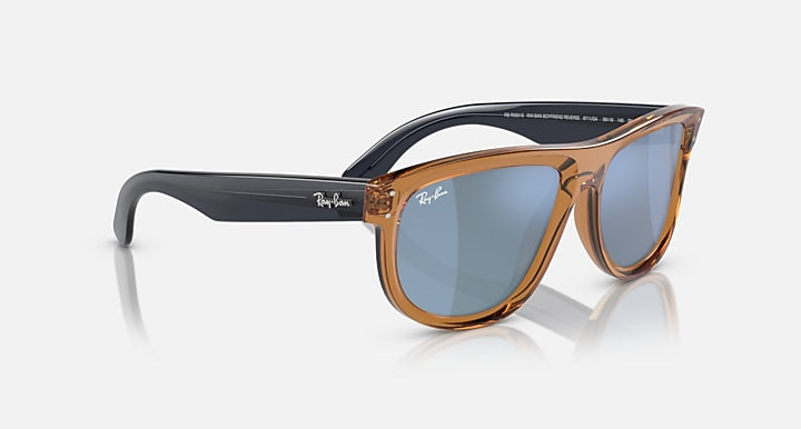 Ray-Ban BOYFRIEND REVERSE Transparent Camel Brown; Transparent Blue with Light Blue Solid Color - Mirror lenses - Alternative