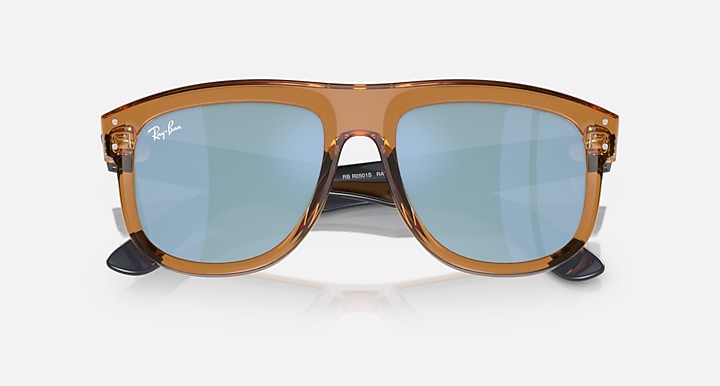 Ray-Ban BOYFRIEND REVERSE Transparent Camel Brown; Transparent Blue with Light Blue Solid Color - Mirror lenses - Closed Front