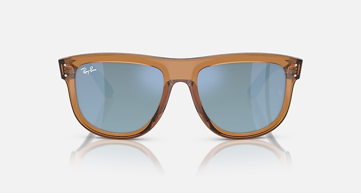 Ray-Ban BOYFRIEND REVERSE Transparent Camel Brown; Transparent Blue with Light Blue Solid Color - Mirror lenses - Front