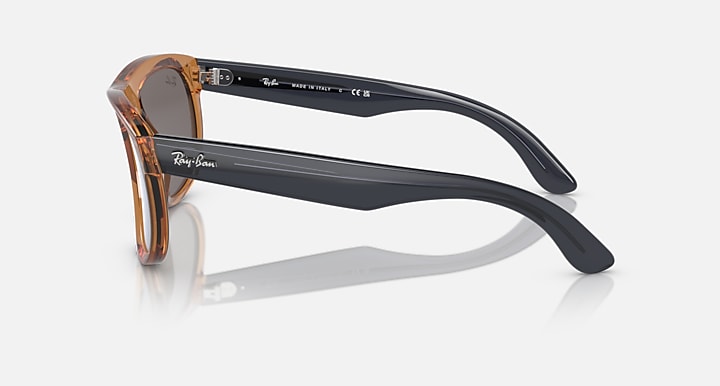 Ray-Ban BOYFRIEND REVERSE Transparent Camel Brown; Transparent Blue with Light Blue Solid Color - Mirror lenses - Lateral