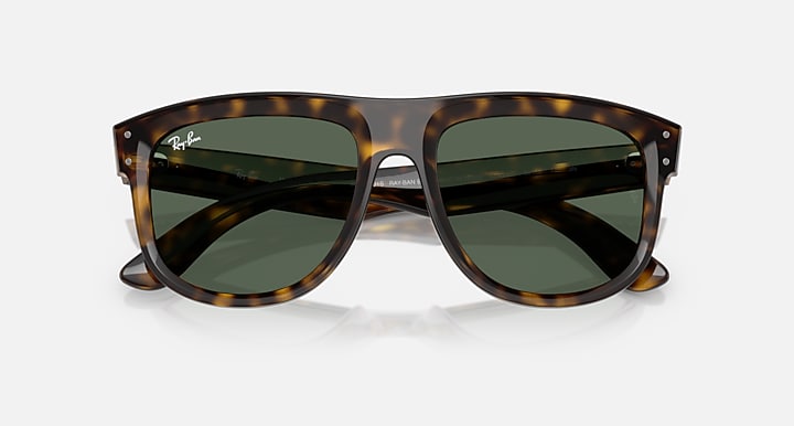 Ray-Ban BOYFRIEND REVERSE Dark Havana with Dark Green Solid Color lenses - Closed Front