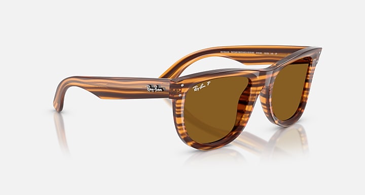 Ray-Ban WAYFARER REVERSE Striped Havana with Polarized Dark Brown Solid Color lenses - Alternative