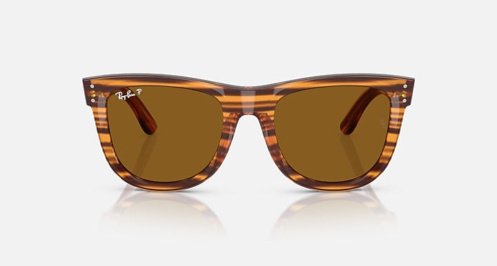 Ray-Ban WAYFARER REVERSE Striped Havana with Polarized Dark Brown Solid Color lenses - Front
