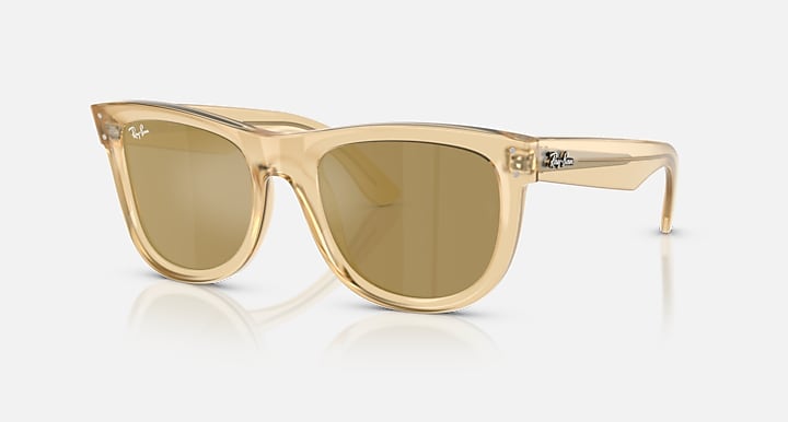 Ray-Ban WAYFARER REVERSE Opal Yellow with Brown Mirror Gold Solid Color - Mirror lenses - Quarter