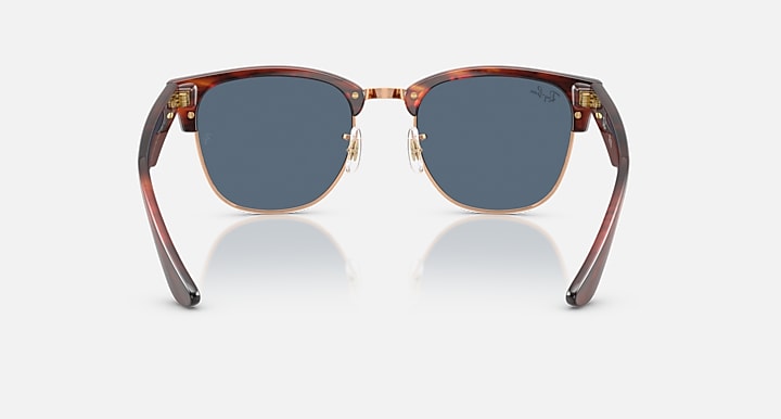 Ray-Ban CLUBMASTER REVERSE Striped Havana On Rose Gold; Striped Havana with Dark Blue Solid Color lenses - Back