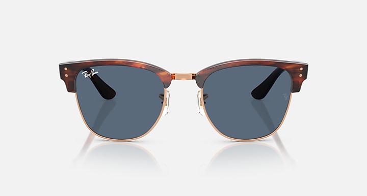 Ray-Ban CLUBMASTER REVERSE Striped Havana On Rose Gold; Striped Havana with Dark Blue Solid Color lenses - Front