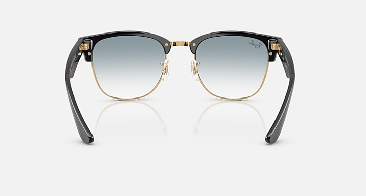 Ray-Ban CLUBMASTER REVERSE Black On Gold; Black with Clear Gradient Blue Gradient lenses - Back
