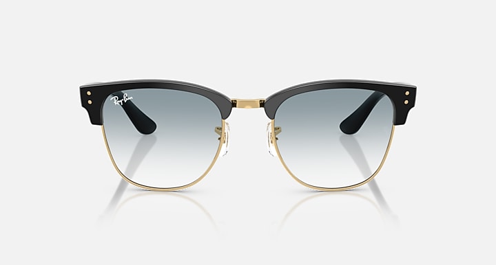 Ray-Ban CLUBMASTER REVERSE Black On Gold; Black with Clear Gradient Blue Gradient lenses - Front