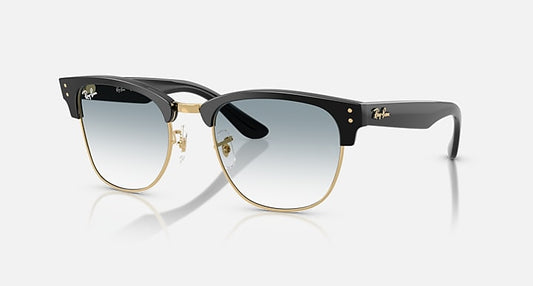 Ray-Ban CLUBMASTER REVERSE Black On Gold; Black with Clear Gradient Blue Gradient lenses - Quarter