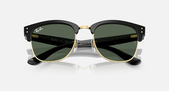 Ray-Ban CLUBMASTER REVERSE Black On Arista; Black with Dark Green Solid Color lenses - Closed Front