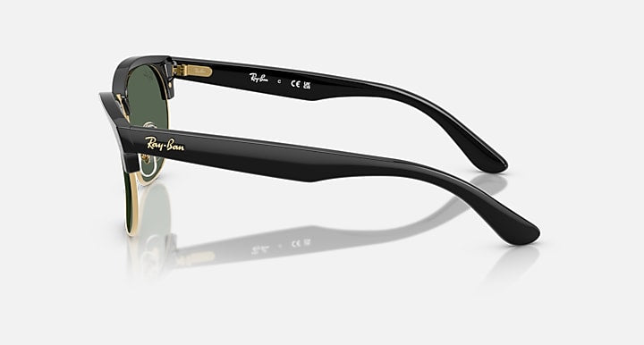 Ray-Ban CLUBMASTER REVERSE Black On Arista; Black with Dark Green Solid Color lenses - Lateral