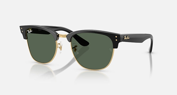 Ray-Ban CLUBMASTER REVERSE Black On Arista; Black with Dark Green Solid Color lenses - Quarter