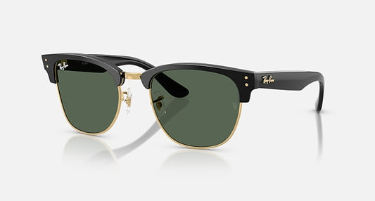 Ray-Ban CLUBMASTER REVERSE Black On Arista; Black with Dark Green Solid Color lenses - Quarter