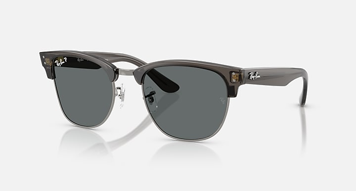 Ray-Ban CLUBMASTER REVERSE Transparent Dark Grey On Gunmetal with Polarized Dark Grey Solid Color lenses - Quarter