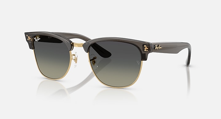 Ray-Ban CLUBMASTER REVERSE Transparent Dark Grey On Gold; Transparent Dark Grey with Grey Gradient Gradient lenses - Quarter