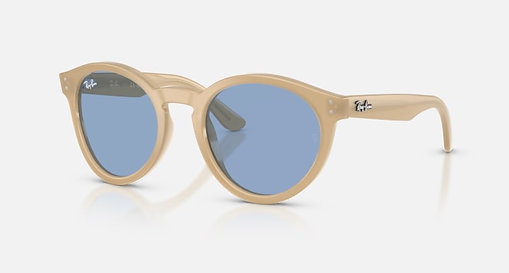 Ray-Ban 2180 REVERSE Opal Beige with Light Blue Solid Color lenses - Quarter