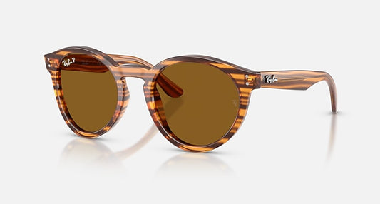 Ray-Ban 2180 REVERSE Striped Havana with Dark Brown Polarized Solid Color lenses - Quarter