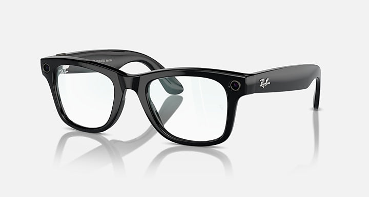 Ray-Ban RAY-BAN META WAYFARER - GEN 1 Black with Clear Blue-Violet Light Filter lenses - Quarter