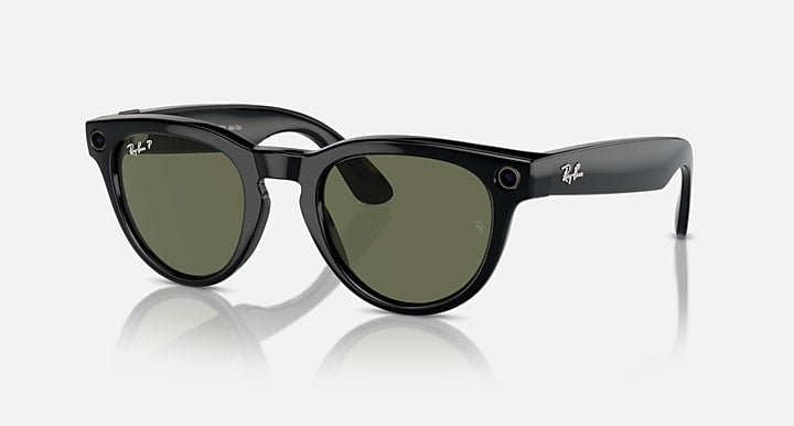 Ray-Ban RAY-BAN META HEADLINER - GEN 1 Black with G-15 Green Polarized Solid Color lenses - Quarter