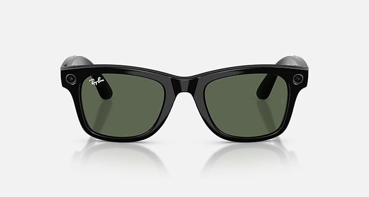 Ray-Ban RAY-BAN META WAYFARER - GEN 2 Black with G-15 Green Solid Color lenses - Front