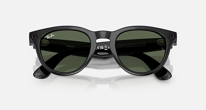 Ray-Ban RAY-BAN META HEADLINER - GEN 2 Black with G-15 Green Solid Color lenses - Closed Front