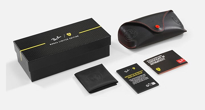 Ray-Ban SCUDERIA FERRARI MONZA LTD Dark And Yellow Carbon with Brown Gold Polarized+ Polarized+ lenses - Packaging