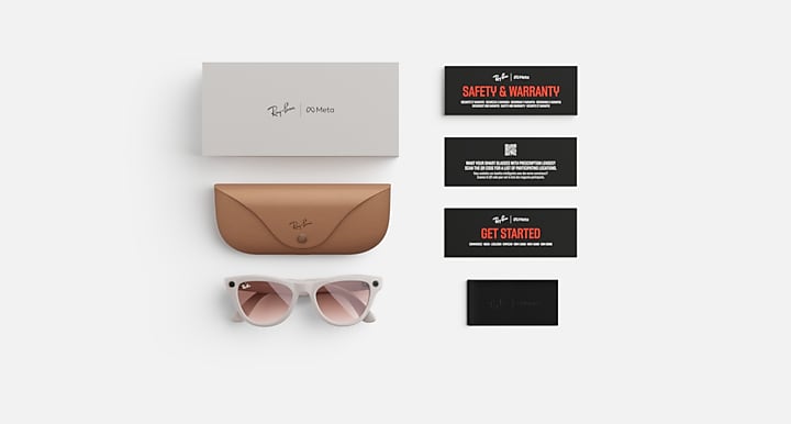 Ray-Ban RAY-BAN META SKYLER - GEN 1 Black with Clear/Cerulean Blue Transitions® lenses - Packaging