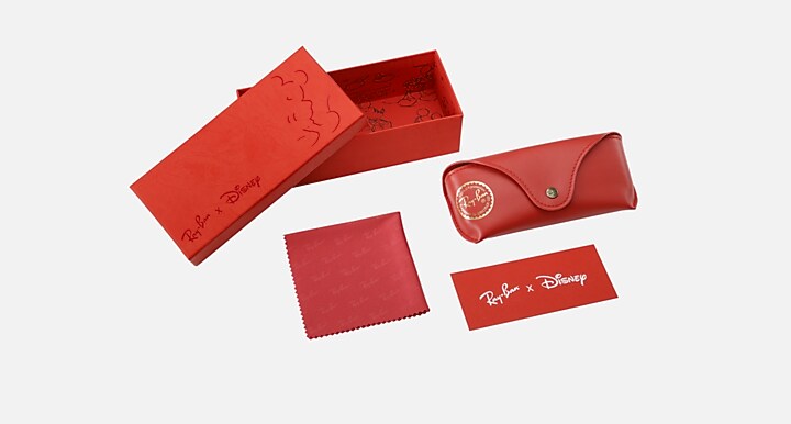 Ray-Ban RB2140 WAYFARER MICKEY J22 Transparent Red; Black with Grey Polarized Gradient lenses - Packaging
