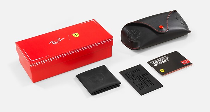 Ray-Ban SCUDERIA FERRARI LAS VEGAS LTD Gunmetal; Allutex Grey & Red with Dark Grey Solid Color lenses - Packaging