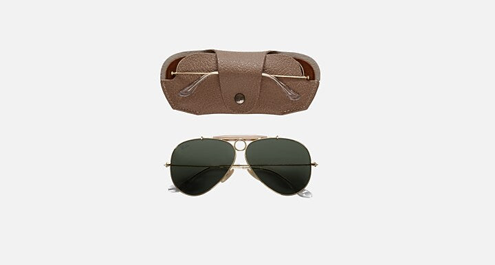 Ray-Ban SHOOTER Arista Gold with G-15 Green Solid Color lenses - Packaging