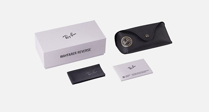 Ray-Ban WAYFARER REVERSE Opal Beige & Honey with Light Blue Solid Color lenses - Packaging